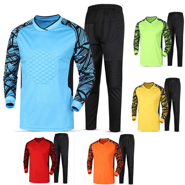 

new soccer goalkeeper jersey uniforms long sleeve suits sponge protector suit camisetas de futbol jer quality, Black
