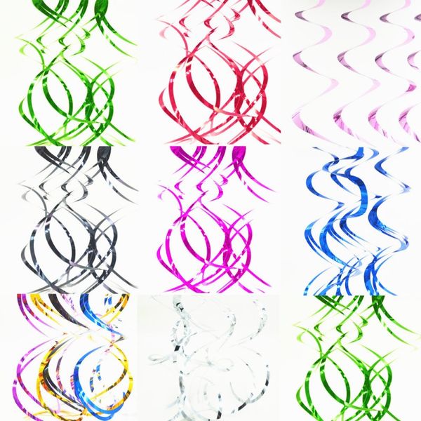 Fashion Ceiling Hanging Foil Swirls Banner Wedding Decorations Colors 90cm Pvc Spiral Ornaments Practical Sparkling Streamers 2 5bd B Party Products