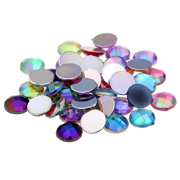

12mm 200pcs ab colors acrylic rhinestones flatback round earth facets glue on beads diy crafts garments accessories, Silver;gold