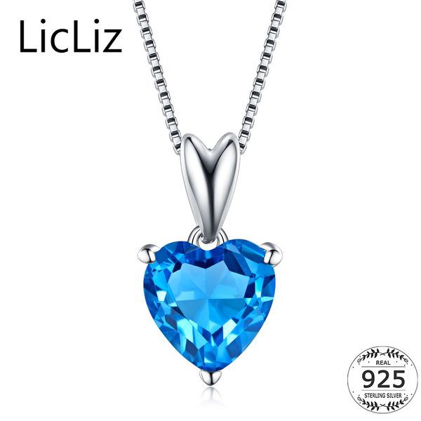 

licliz 925 silver heart necklace blue cz pendant necklace women box chain infinity hollow charm collar ln0241