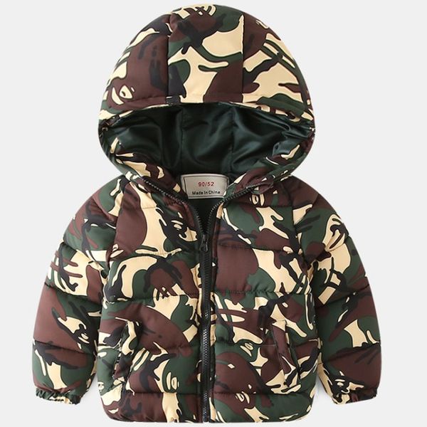 

children's camouflage down coats kids snowsuits autumn winter cotton thickeing hooded warm jackets for girls boys outerwear, Blue;gray