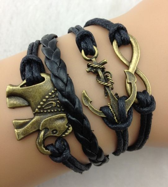 

1pcs infinity handmade bracelet.metal charm,wax cord,leather bracelet fashionable jewerlly bracelet 847, Golden;silver