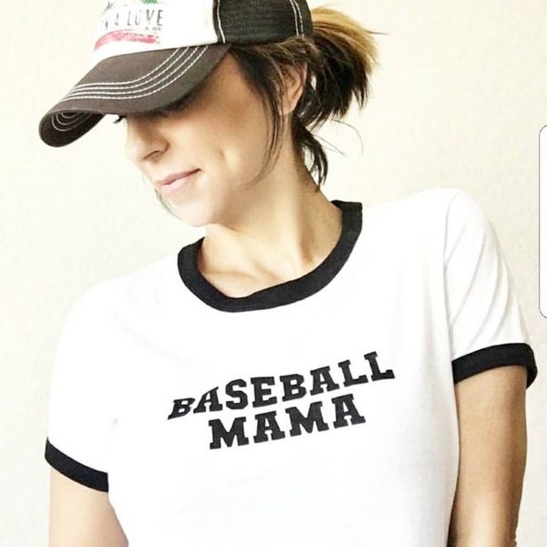 

baseball mama t shirt women short sleeve fashion casual baseball mom tee hipster ringer t shirt mom gift aesthetic clothes, White