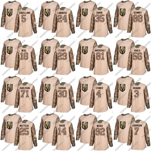 

Youth Jonathan Marchessault Vegas Golden Knights 2018 Camo Veteran Day Fleury Neal Haula Schmidt Karlsson Subban McNabb Stoner Hockey Jersey