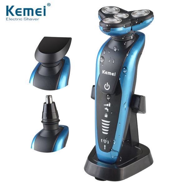 

kemei 3 in1 washable rechargeable electric shaving razors men face care 3d floating