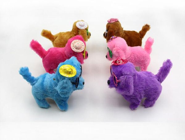 

new multifunction electronic dog battery powered steel brown yellow pink plush walking barking electronic dog toy