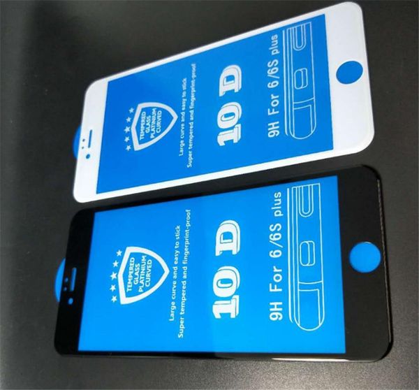 100PCS 10D Full Cover Screen Protector 9H Gehärtetes Glas Carbon Fiber Screen Protector für iPhone 11 X 6 6s 7 8 Plus Xs Max hohe qualität