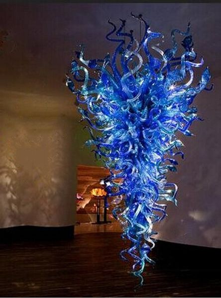 Lâmpadas Murano Chandeliers luz moderna luzes pingente azul lustre de vidro soprado na venda lâmpadas LED