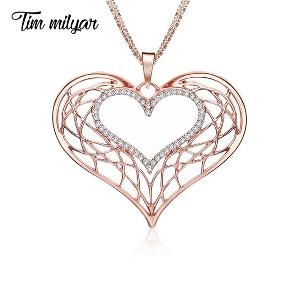 

tim milyar 2018 necklace women elegant gold heart shape rhinestones link chain necklaces 3 colors jewelry girls gifts tmn07502, Silver
