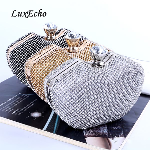 

luxecho handbags rhinestone handbags single chain bride wedding purse fashion party evening bags day clutches golden/silver