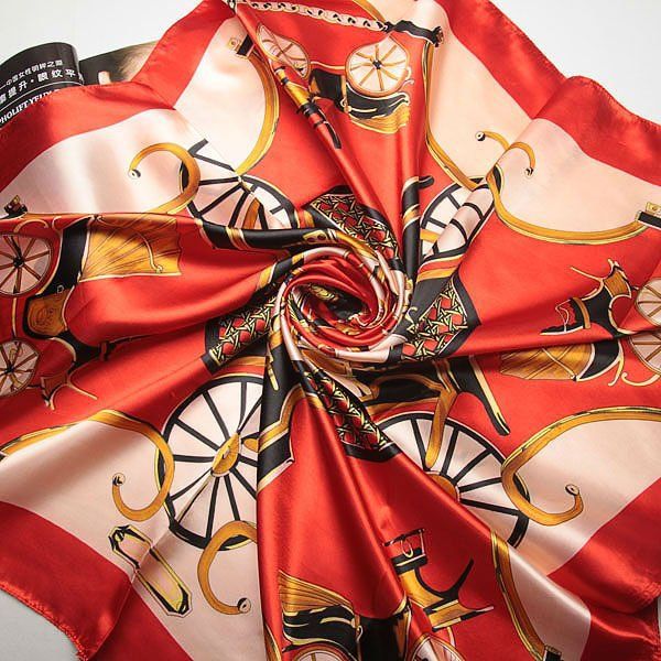 

new fashion carriage chain pattern silk scarf classic orange lady spring autumn wrap bandana novelty for woman lady 90cm*90cm, Blue;gray