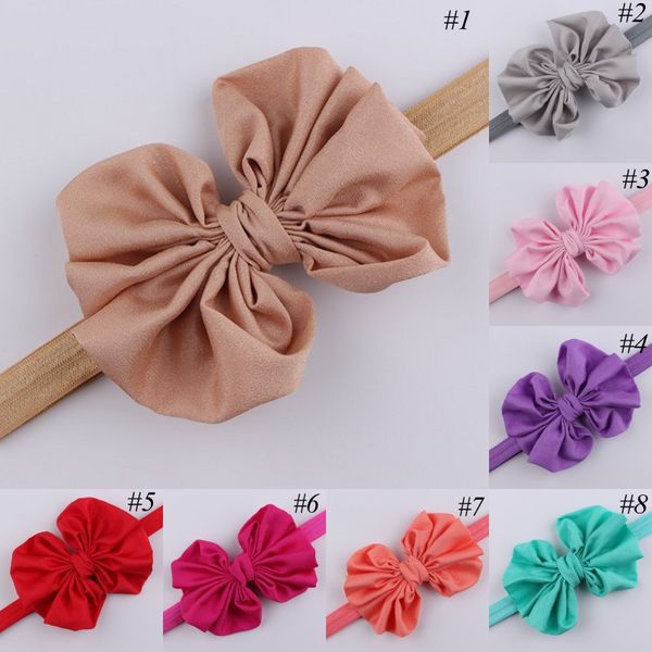 

girl big bow hair band newborn bowknot headband baby elastic hairband infant hair wear baby pgraphy props, Slivery;white