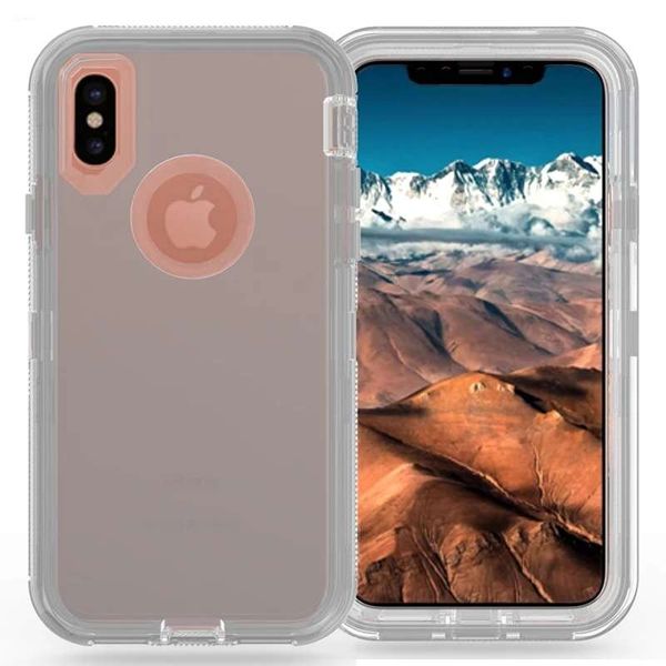 

shockproof pure color for iphone x case 3in1 transparent robot case tpu+pc full protective defender case