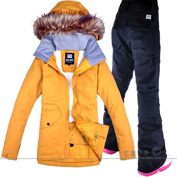 

gsou snow women ski suit windproof waterproof outdoor sport wear thicken thermal snowboard ski jacket+pants new ing