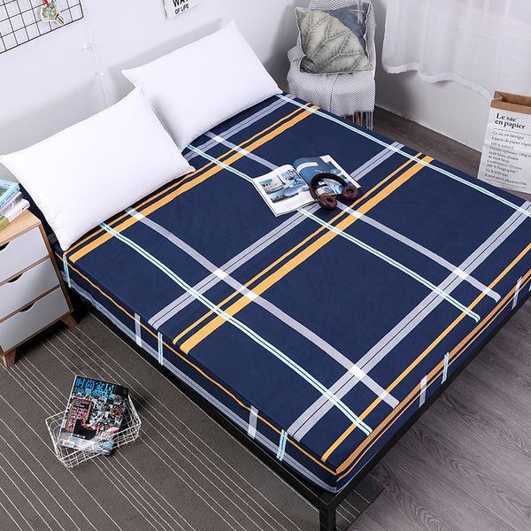 

plaid printing waterproof sheet four corners with elastic band comfortable mattress protector for bed wetting anti-mite 1 pc