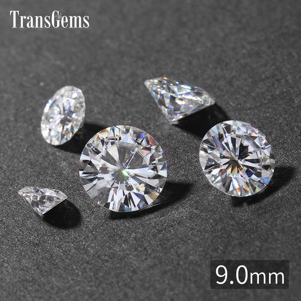 

transgems 9mm 3 carat gh color certified man made diamond loose moissanite bead test positive as real diamond gemstone, Black
