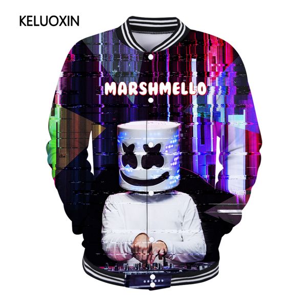 

keluoxin fashion marshmello face 3d baseball jacket men women harajuku hip hop custom music dj sweatshirt sudadera hombre, Black