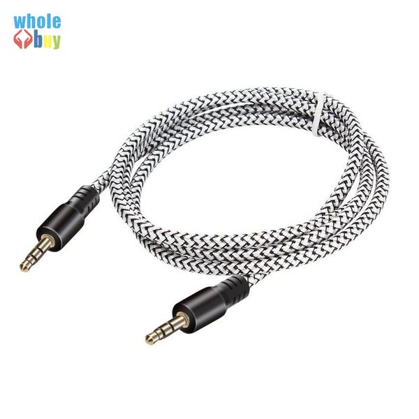 Cavo aux jack da 3,5 mm per iPhone 6 Cavo audio per auto Samsung mp3 da 3,5 mm Cavo in nylon colorato Cavo AUX per cuffie 1 M 400 pz / lotto