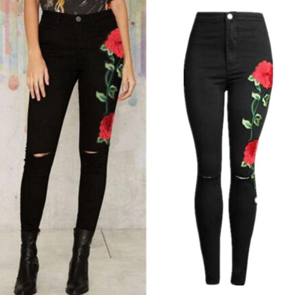 

summer fashion women high waist denim women ripped jeans pants skinny jeans for women, Blue