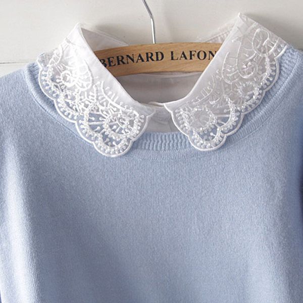

decorative shirt tie hooded false decorative ladies new fashion handmade lace fake collar women all match white detachable shirt