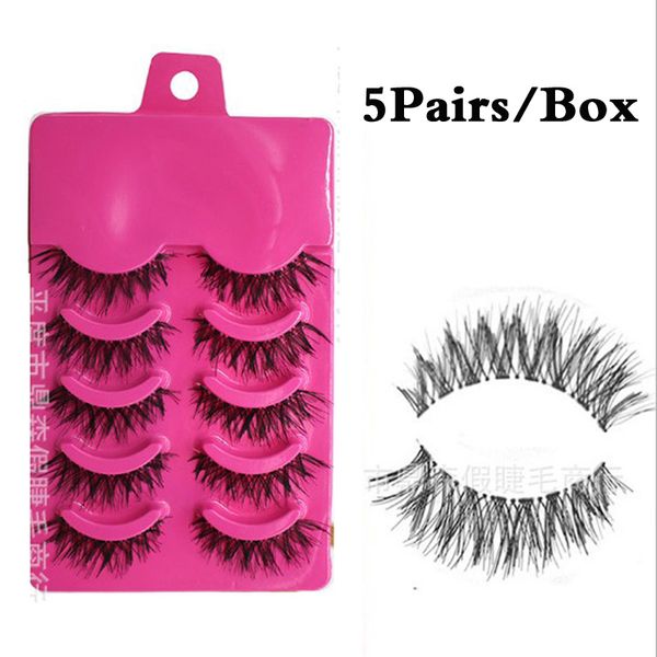 

5pairs/box lashes extension messy clear band full strip lashes hand made transparent plastic band false eyelashes ship