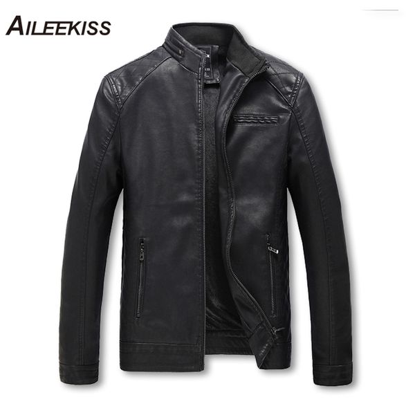 

5xl autumn winter pu 100% washed leather jacket men slim classic motorcycle zipper jackets thicken warm mens casual coat xt295, Black