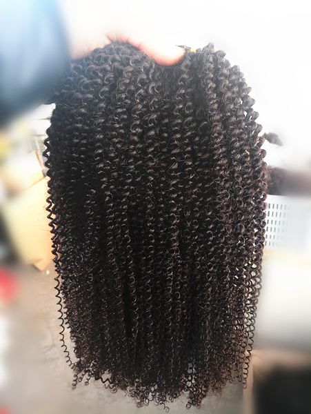 Nuovo arriva 18inch brasiliano vergine umano Remy capelli Afro grossolana crespa ricci clip nella trama dei capelli morbidi doppi estensioni dei capelli disegnati nero naturale