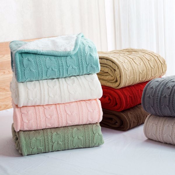 

european retro imitation wool double-sided plus velvet knit fall and winter leisure sofa cover blanket