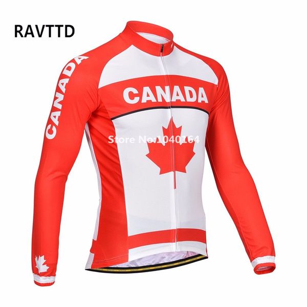 

Canada Team Thermal Fleece Cycling Jersey Long Sleeve MTB Road Bike Jersey Breathable Quick-dry Bicycle Jersey Maillot Ciclismo