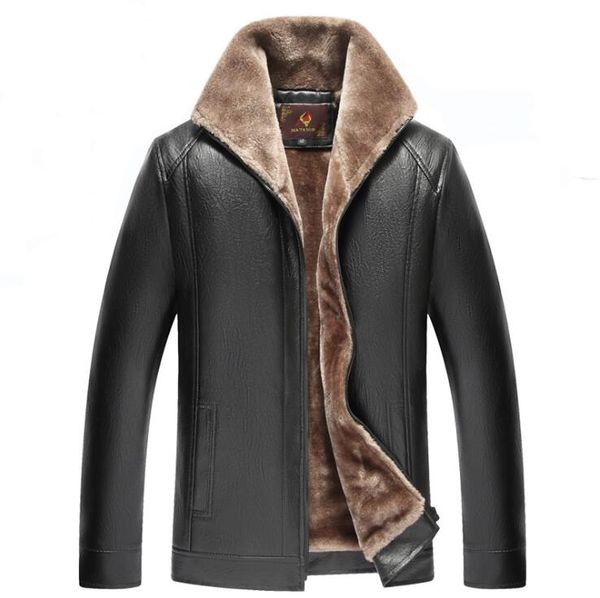 

men's fur & faux warm snow -40 degree leather coats v1105-002, Black