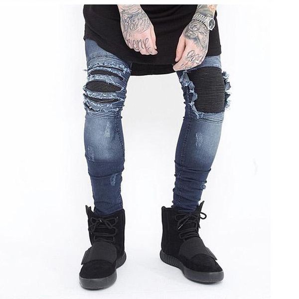 

Midweight Skinny Jeans Men Ripped White Black Slim Stretch Hole Distressed Mens Biker Jeans Medium Wash Streetwear Hip Hop Pants Jogger