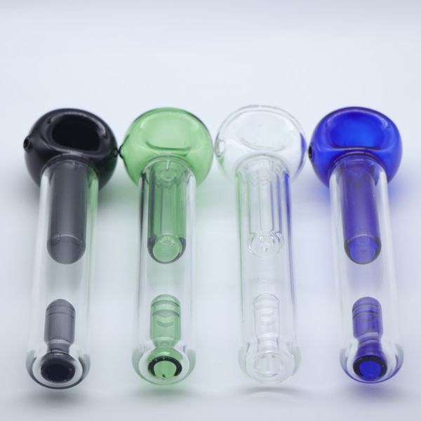 Pipe à barboteur de poche en verre de 6 pouces avec grand trou de carburateur latéral Mini cuillère en verre Pipe à main