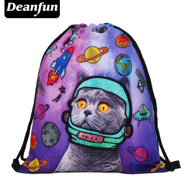 

deanfun women backpack printing bag for picnic feminina harajuku drawstring bag mens backpacks space cat