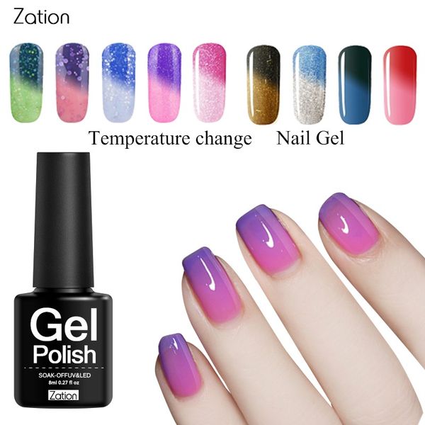 

zation chameleon temperature changing nail art gel nail polish uv base coat lacquer uv led soak-off thermo 8ml, Red;pink