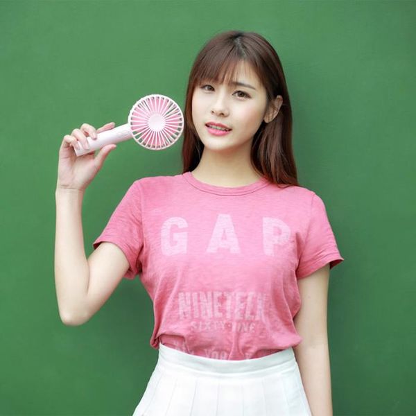 

2018 candy colors macaron mirror handy fan cartoon creative mini usb fan plastic charging portable desksilent handheld fan