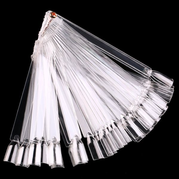 

50pcs/set false nail tips fan shaped fake nail art tips polish uv gel sticker decal display stick gel salon tool clear, Black