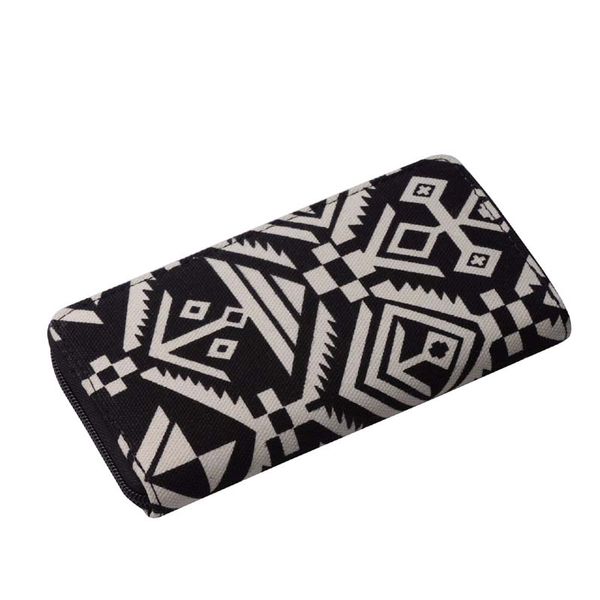 

50pcs fashion women bohemia national printed canvas zipper long wallet card holder purse, Red;black