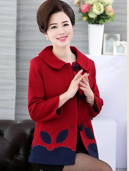 

mom is the spring and autumn wool coat 2017 new woman woolen coat, Black