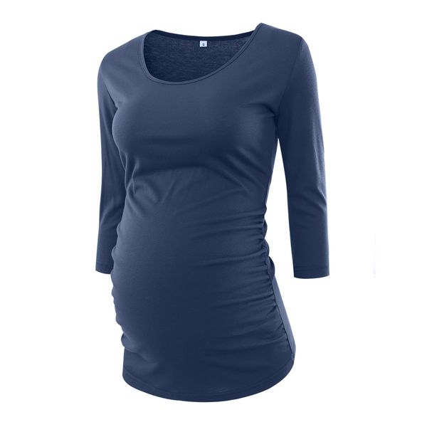 

women's pregnancy cropped sleeve waist pleated solid color simple and comfortable design pregnancy apparel ropa mujer, White