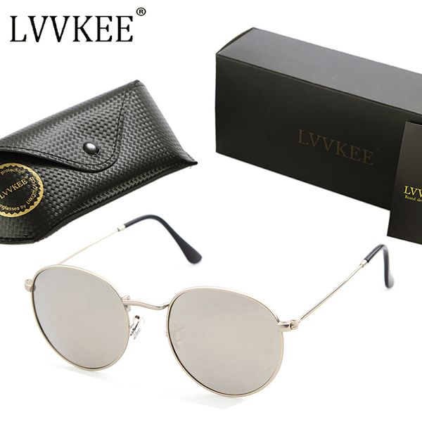 

lvvkee 2017 brand designer round mirror polarized sunglasses 3447 retro women men circle sun glasses rays feminino, White;black