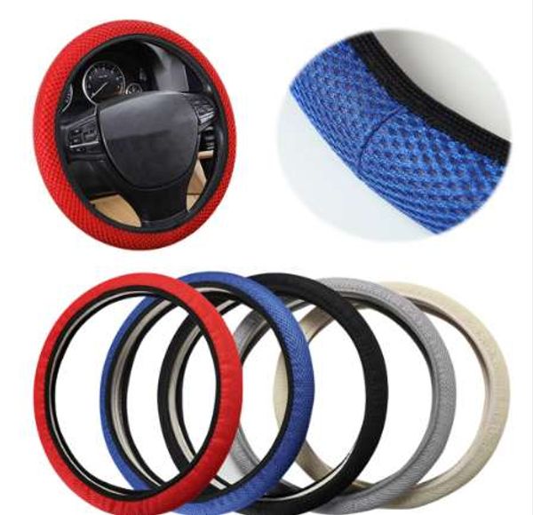 

dewtreetali universal car steering wheel cover breathable sandwich fabric steering wheel protector four seasons car styling
