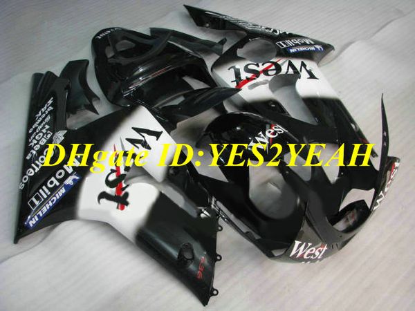 Molde de injeção Kit de carenagem para KAWASAKI Ninja ZX6R 636 03 04 ZX 6R 2003 2004 WEST Branco preto Carenagens + Presentes KG01