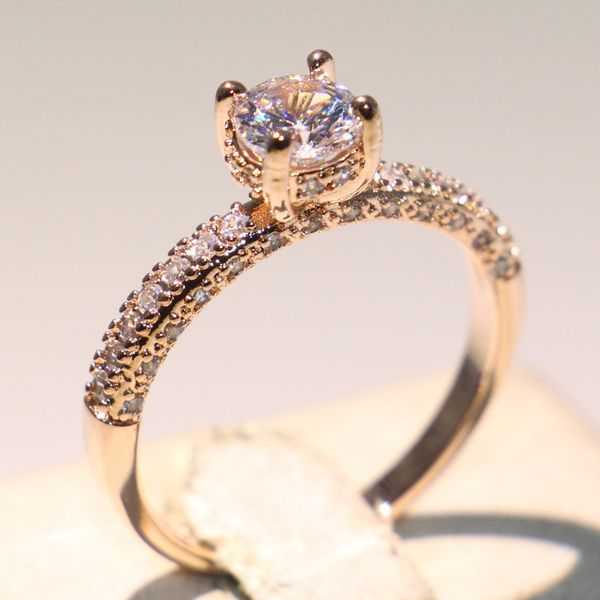 

victoria wieck 925 sterling silver&rose gold fill round shape white z cz diamond eternity women wedding band ring gift, Slivery;golden