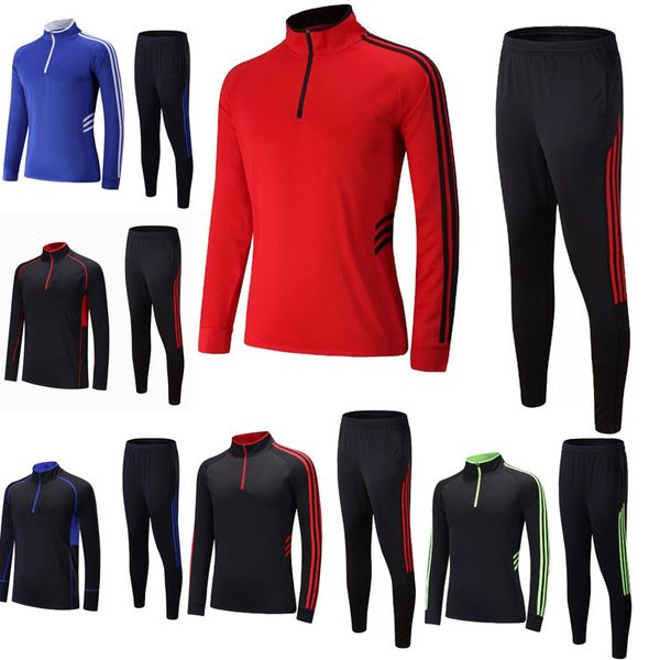 

mens training clothes zipper coat boys long sleeve running football training suit sports set with striped pants, Gray
