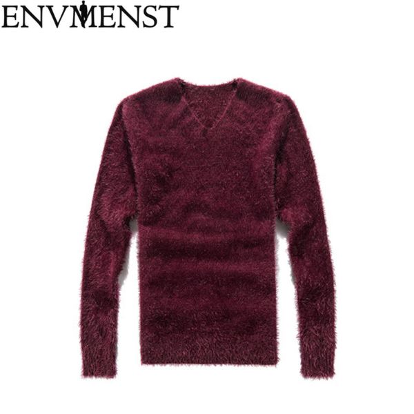 

envmenst 2018 new arrival fashion autumn winter knitted quality men pullover sweaters men v-neck casual solid color sweater, White;black