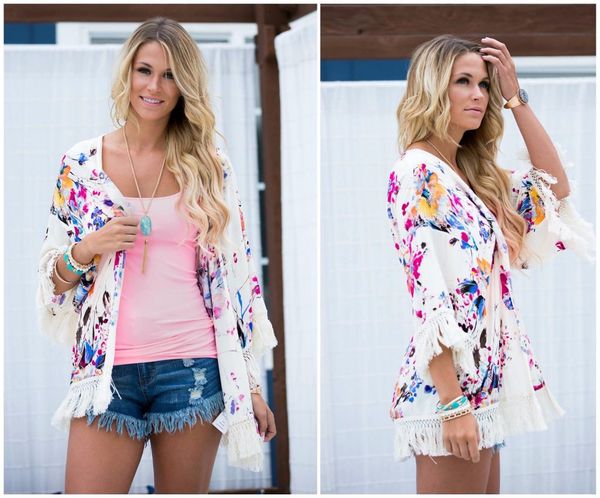 

2017 осень свитер сексуальный три четверти рукав кардиган кисточкой каваи цветочные печатных пончо открытым стежком свитер женщин, White;black