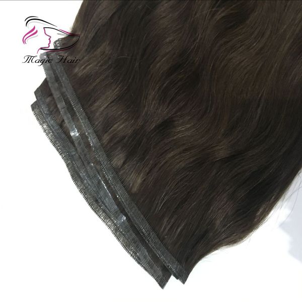 

evermagic selling tape hair weft glue hair weft seamless weft 3#remy human hair extension, Black