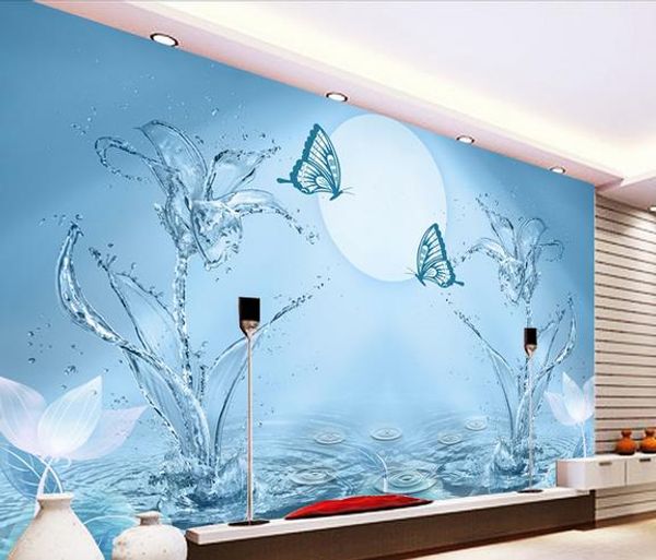

fantasy water flowers fashion tv background wall wall papers home decor designers