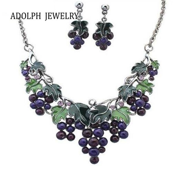 

adolph jewelry wholesale 2016 new design jewelry set grape maxi necklace choker fashion necklace and earrings woman gift, Silver