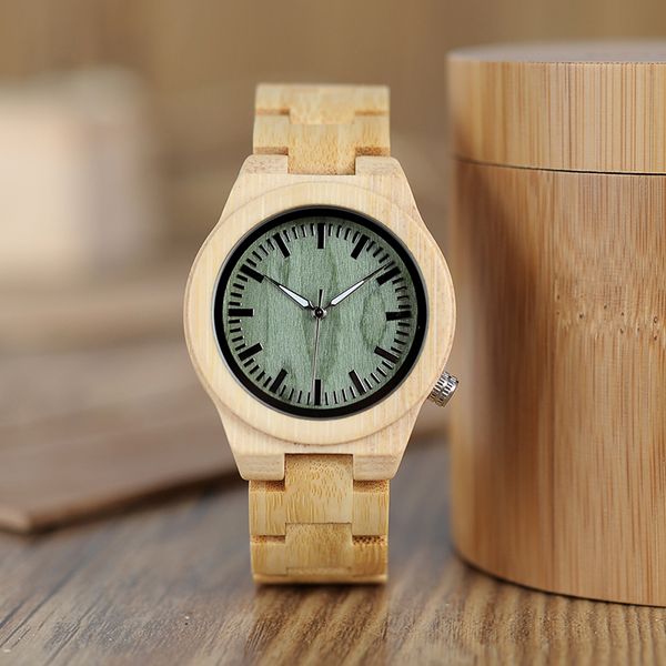 

bobo bird lovers' wooden watch full bamboo green dial quartz watches for couples in bamboo gift box, Slivery;brown